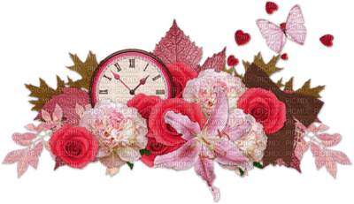 Kathleen Reynolds Flowers Deco Clock - Free PNG