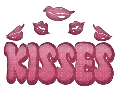 Kaz_Creations Valentine Deco Love Text Kisses - besplatni png