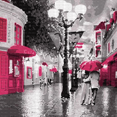 soave background animated city vintage rain - 無料のアニメーション GIF