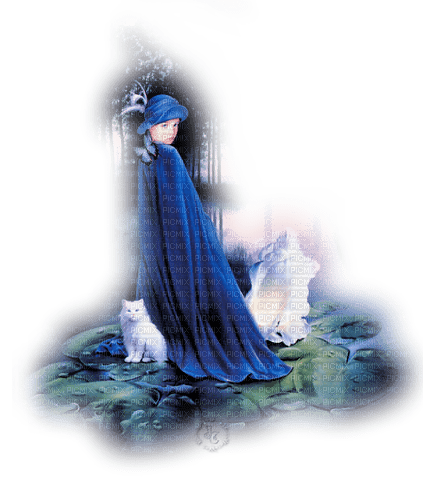 dolceluna girl cat fantasy blue - бесплатно png
