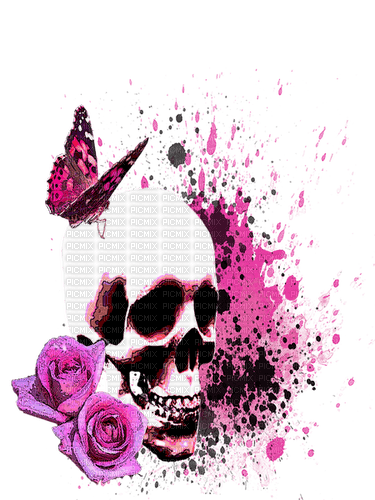 pink  gothic skull - gratis png