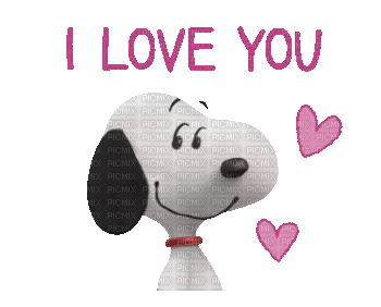 Snoopy.Love you.gif.Victoriabea - Animovaný GIF zadarmo