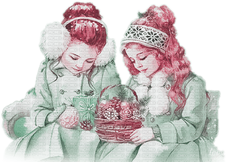 soave children  girl friends vintage christmas - δωρεάν png