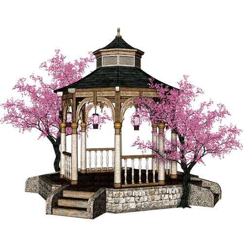 Asian Pagoda.Black.Brown.Pink - ingyenes png