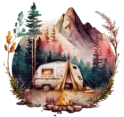 Camping - Watercolor - 免费PNG