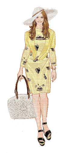 woman in yellow - png ฟรี