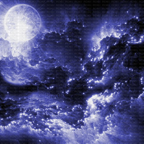 Y.A.M._Fantasy Landscape moon background blue - 免费动画 GIF