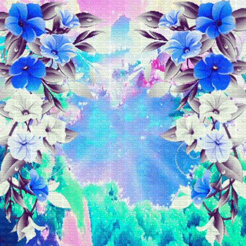 Lu/ hintergrund. flower.blue.anim.idca - GIF เคลื่อนไหวฟรี
