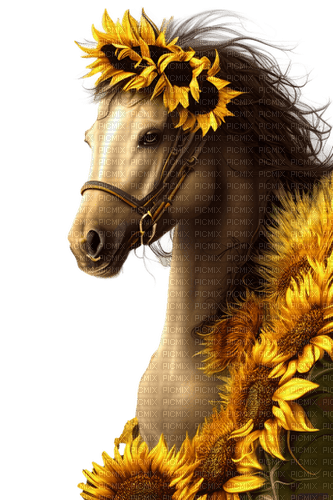Sunflowers - Horse - zdarma png