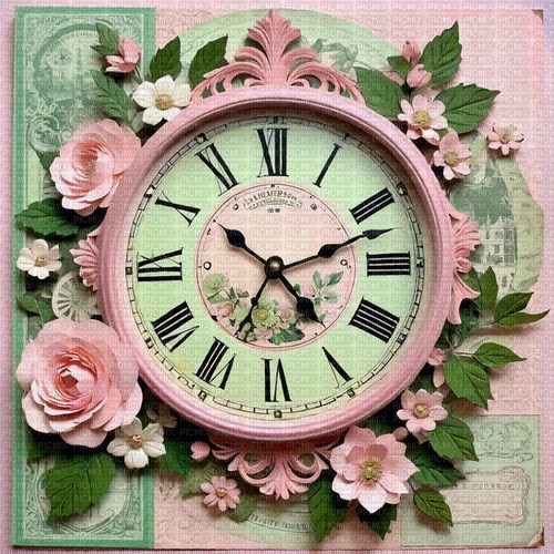 springtimes spring clock scrap background - PNG gratuit