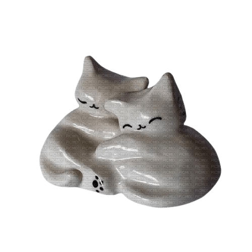 little ceramic cats hugging in love :3 - Free PNG