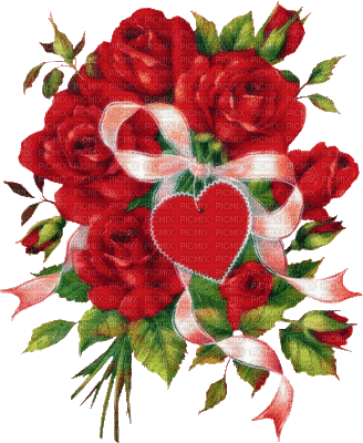 róże i serce - Animovaný GIF zadarmo