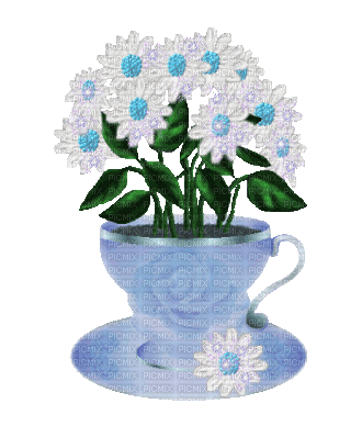 tasse fleurs - GIF animado grátis
