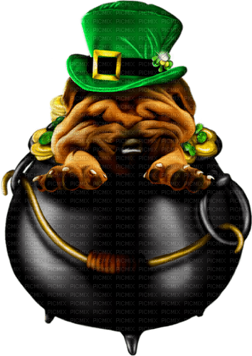 Dog.St.Patrick's Day.Brown.Black.Green - besplatni png