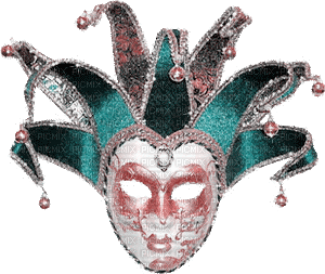 soave deco mask venice carnival animated pink teal - Free animated GIF