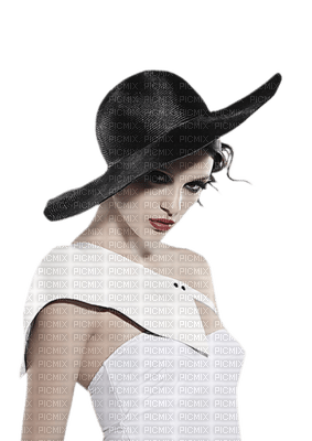 Woman Hat Black White - Bogusia - gratis png