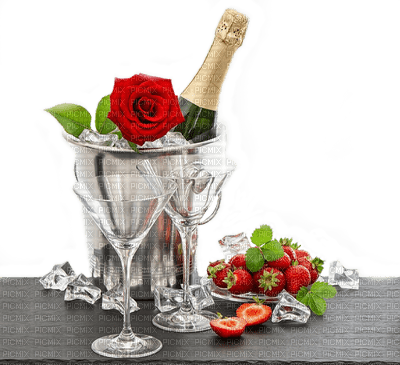 champagne birthday deco anniversaire tube strawberry  drink bottle glass sparkling wine   sekt  celebrations feierlichkeiten célébrations - PNG gratuit