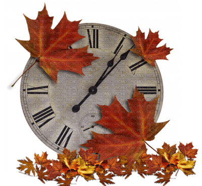 automne feuilles horloge deco autumn leaves clock - PNG gratuit