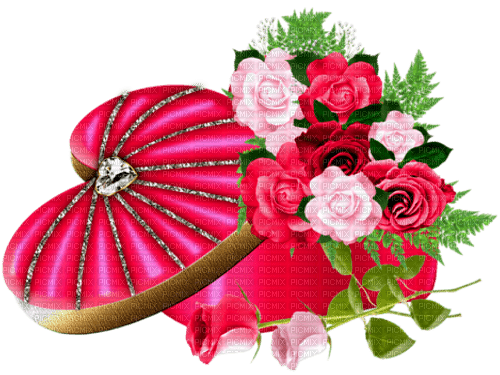 Heart.Gift.Box.Roses.Pink - PNG gratuit