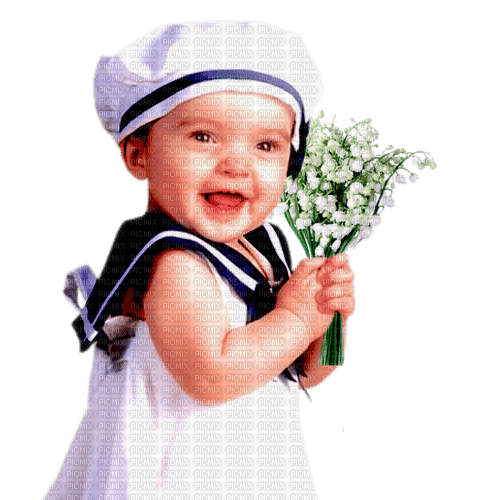 Child with Lily of the Valley/ enfant avec Muguet - PNG gratuit