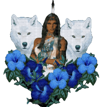 flower,girl,women,femme,wolf - Zdarma animovaný GIF