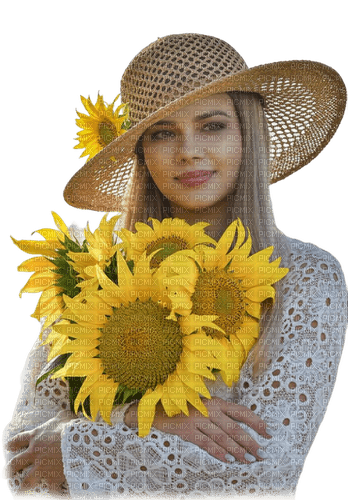 kikkapink woman spring summer sunflowers - bezmaksas png