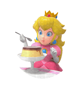 princess peach with pudding - Zdarma animovaný GIF