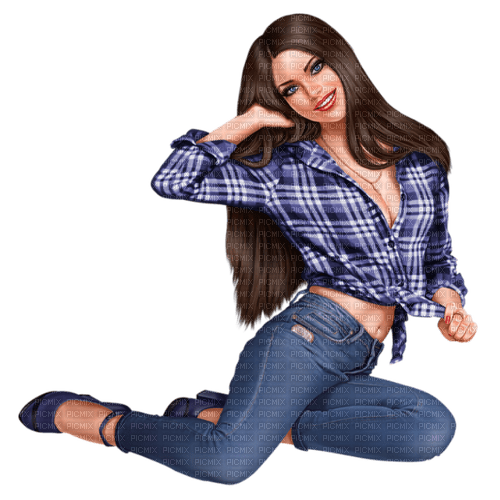 Woman with jeans. Leila - png ฟรี