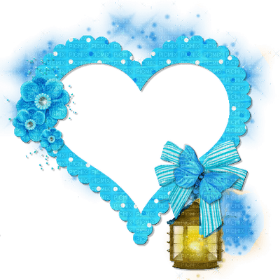 frame-blue-heart - PNG gratuit