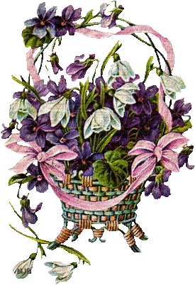 flowers, purple, GIF, basket,Pelageya - Ücretsiz animasyonlu GIF