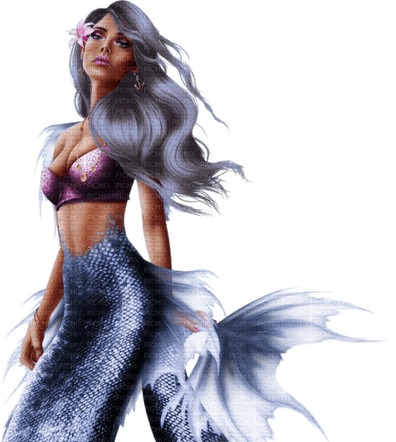 mermaid blue purple woman - PNG gratuit