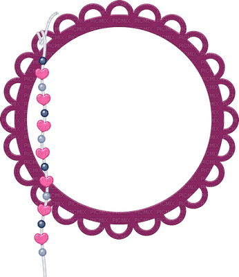 Kaz_Creations Deco Circle Frame Beads Hearts Dangly Things Hanging  Colours - ücretsiz png