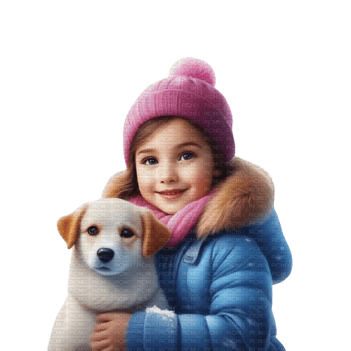 Petite fille avec son chien - ücretsiz png