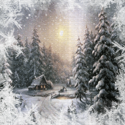 landscape  winter hiver wald house snow foret tree image  forest    fond background   landschaft paysage - GIF animate gratis