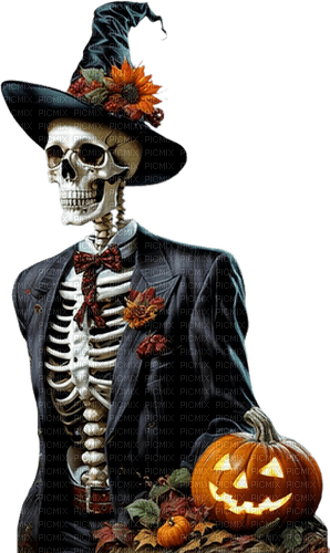 loly33  automne squelette halloween - PNG gratuit