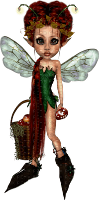 fairy tale  elf elfe fee woman femme frau autumn automne  fantasy  tube person  garden jardin cookie doll - png ฟรี
