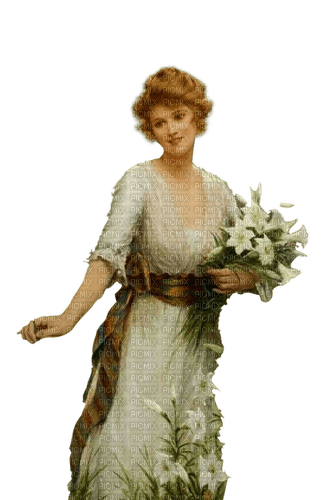 dolceluna spring woman painting flowers vintage - zadarmo png