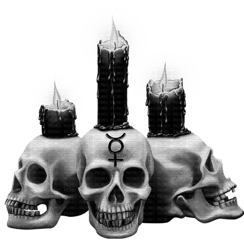 Gothic.Skulls.Candles.Black.White - besplatni png