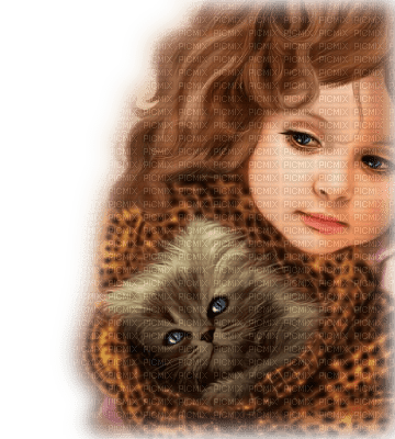 girl with cat - ilmainen png