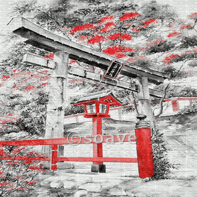 soave background oriental animated black white red - GIF animado grátis
