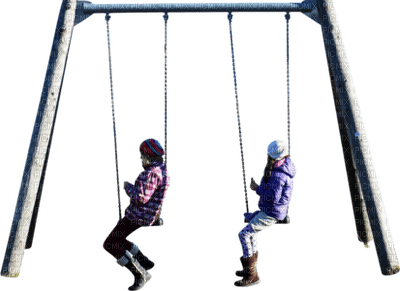 Kaz_Creations  Children Friends On Swings - darmowe png