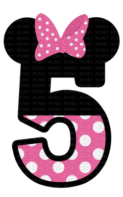 image encre numéro 5  à pois bon anniversaire Minnie Disney edited by me - δωρεάν png