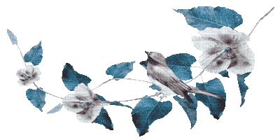 soave deco animated branch  bird brown blue - Gratis animerad GIF