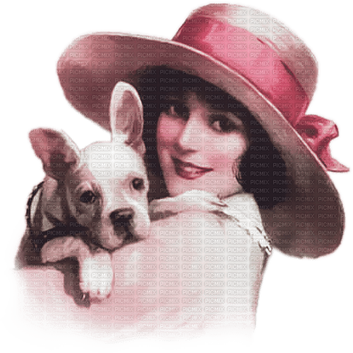 soave woman dog vintage hat pink - безплатен png