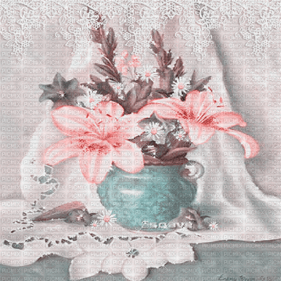 soave background animated vintage vase flowers - Free animated GIF