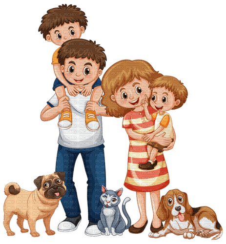 cat dog family cartoon - Free PNG