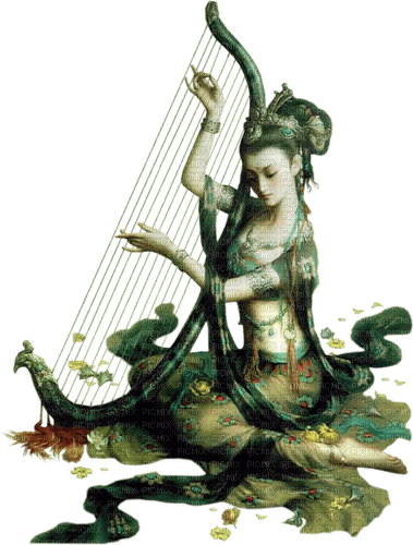 asian woman harp - фрее пнг