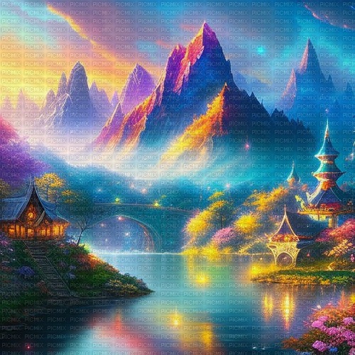fantasy pastel rainbow background landscape - kostenlos png