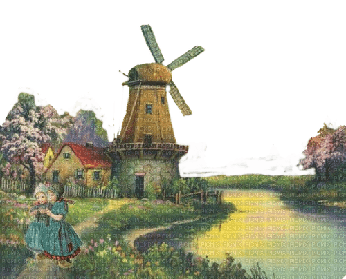 Mühlen, Landschaft, Landscape - δωρεάν png