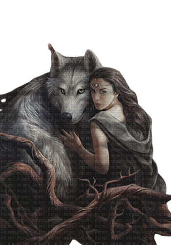 woman dark dolceluna anne stokes fantasy wolf - gratis png